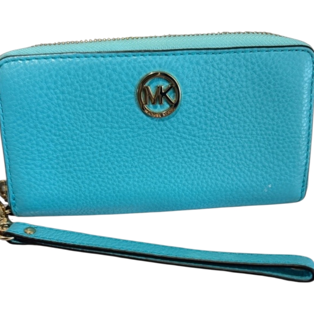 Michael Kors Turquoise Blue Wristlet Wallet Good Condition Accessory